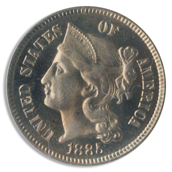 A Sample THREE CENTS Coin